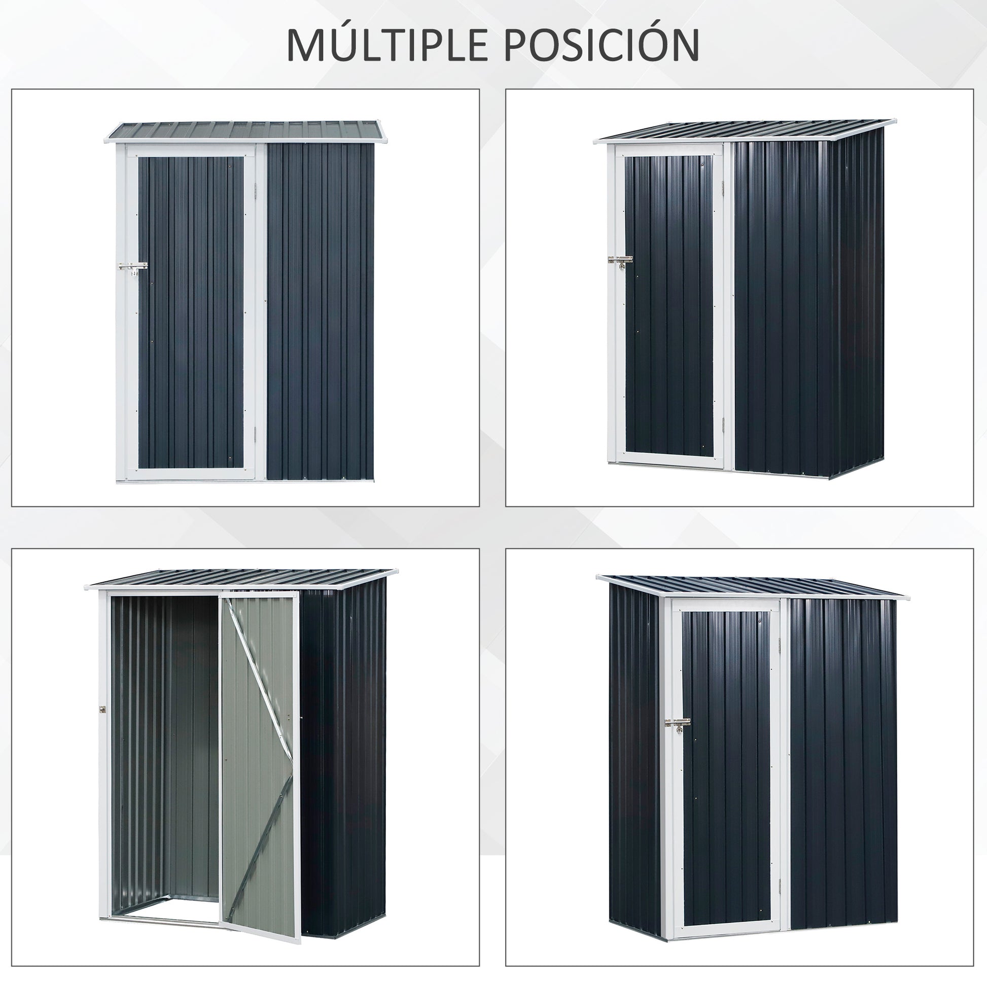 Outsunny Cobertizo De Acero 1,27㎡ 143x89x186cm Con Techo Inclinado Y Puerta Gris_5
