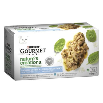 GOURMET Nature's Creations Mini Filetes Rico en Pescado del Océano y Atún 4 x 85 g