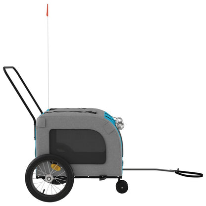 Vidaxl Remolque De Bicicleta Mascotas Hierro Tela Oxford Azul Gris_5
