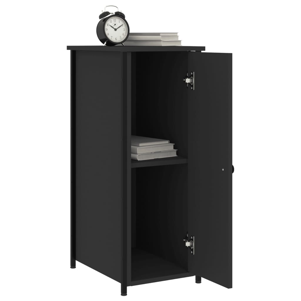 Mesita De Noche Madera De Ingeniería Negro 32x42x80 Cm_2
