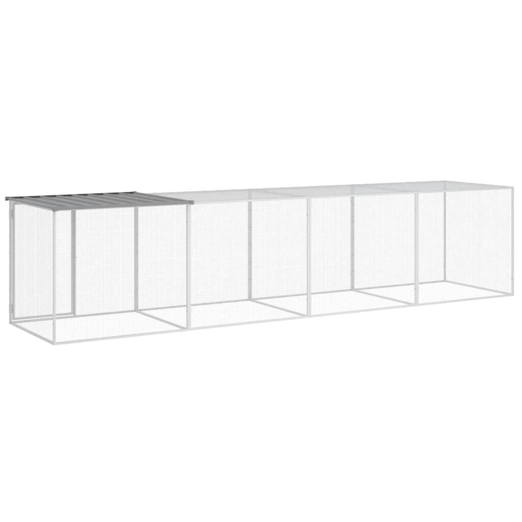 Vidaxl Gallinero Con Techo Acero Galvanizado Gris Claro 403x98x90 Cm_4