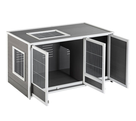 Conejera Nantes Con Madriguera - Ideal Para Conejos Y Cobayas - Para Interior/exterior - Tres Puertas De Acceso_0