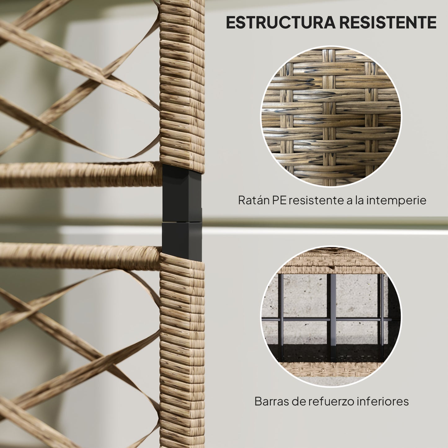 Outsunny Jardinera Exterior Grande De Ratán Con Enrejado 2 Macetas 57x30x150 Cm_5