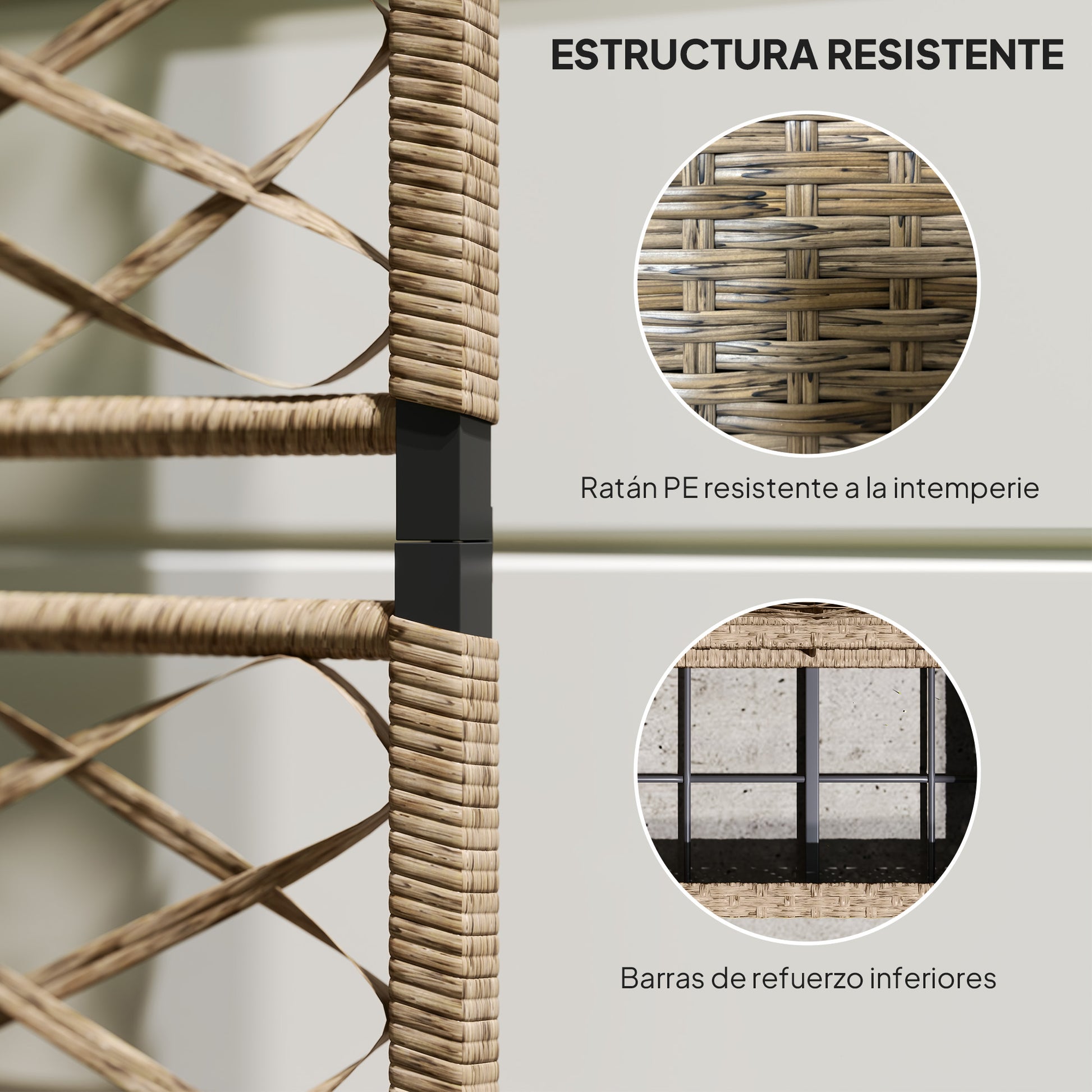 Outsunny Jardinera Exterior Grande De Ratán Con Enrejado 2 Macetas 57x30x150 Cm_5