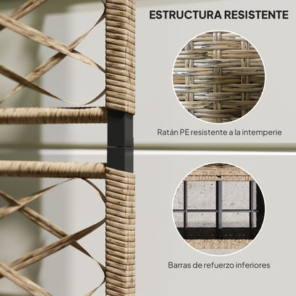 Outsunny Jardinera Exterior Grande De Ratán Con Enrejado 2 Macetas 57x30x150 Cm_5