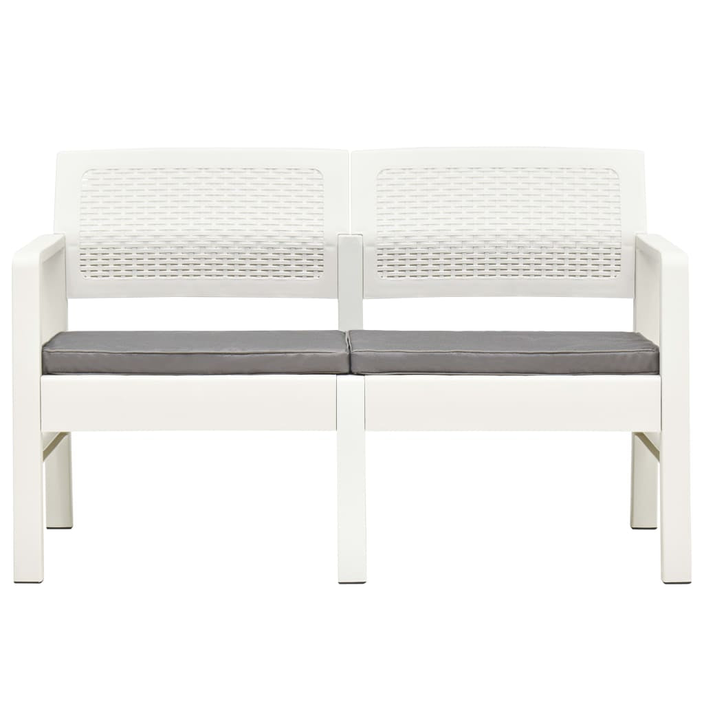 Vidaxl Banco De Jardín De 2 Plazas Con Cojines Plástico Blanco 120 Cm_1