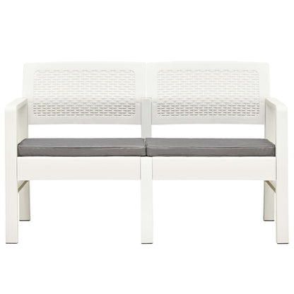 Vidaxl Banco De Jardín De 2 Plazas Con Cojines Plástico Blanco 120 Cm_1