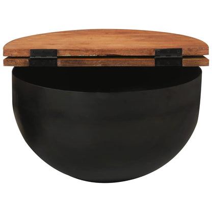 Mesa De Centro De Madera Maciza Reciclada Negra 50x27 Cm_2