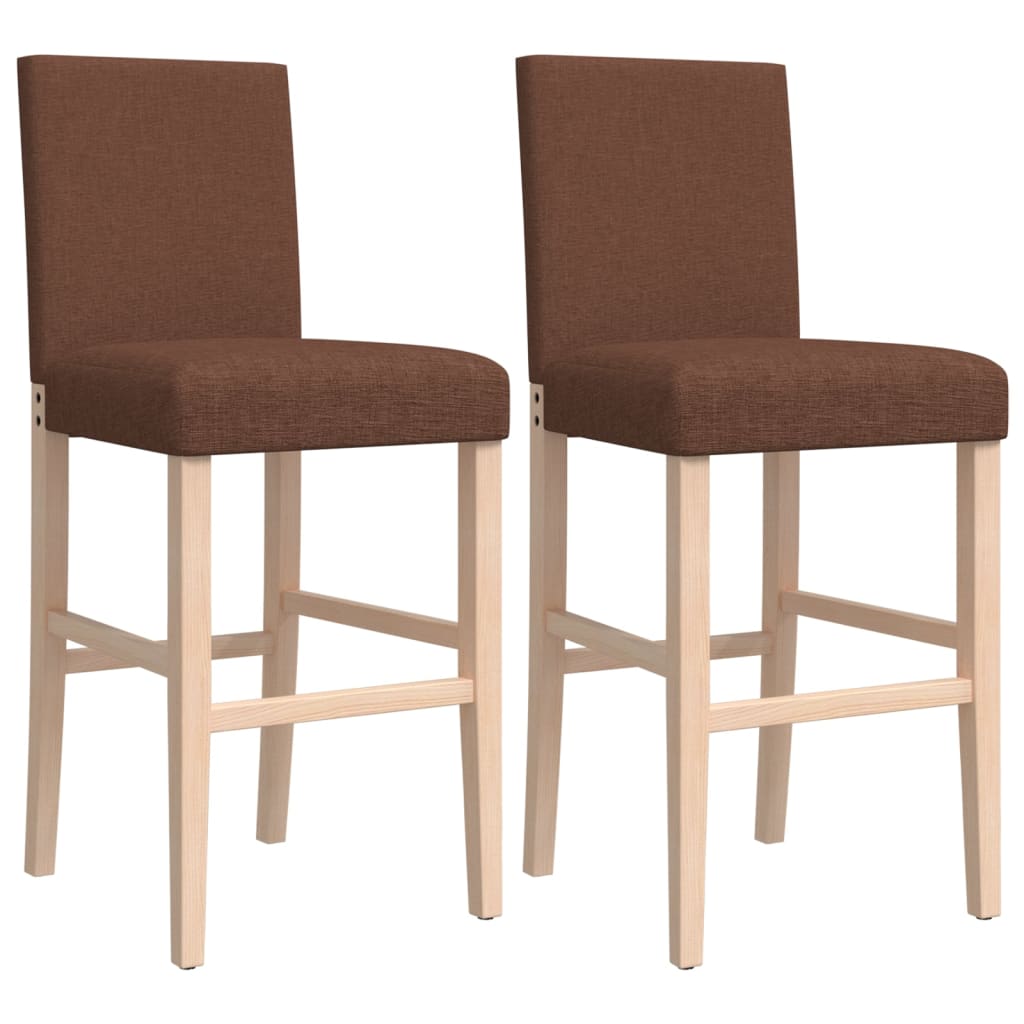 Taburetes Altos 2 Uds Madera Maciza De Caucho Y Tela_0