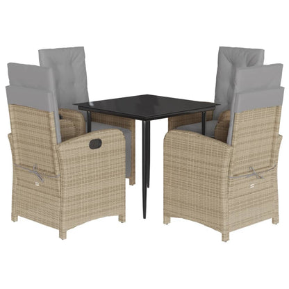 Set Comedor De Jardín 5 Pzas Con Cojines Ratán Sintético Beige / Vetonek_2