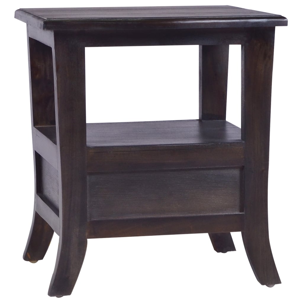 Mesita De Noche Madera Maciza De Caoba Negro Claro 40x40x45 Cm_3