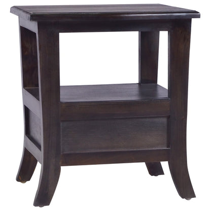 Mesita De Noche Madera Maciza De Caoba Negro Claro 40x40x45 Cm_3