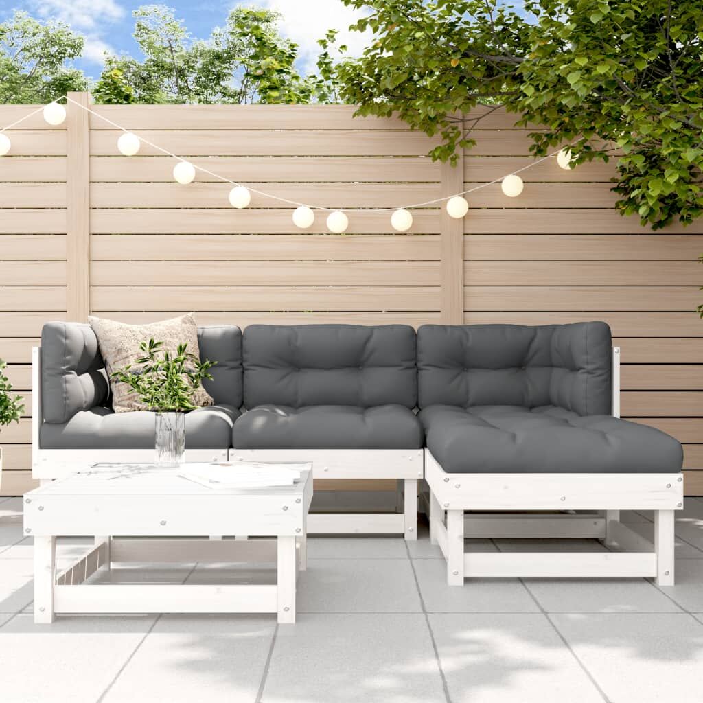 Vidaxl Juego De Sofás De Jardín 5 Piezas Madera Maciza De Pino Blanco_1