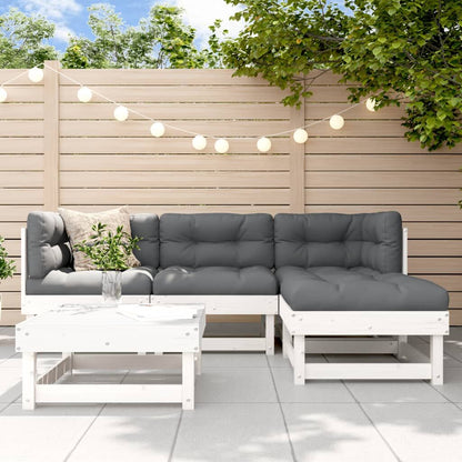 Vidaxl Juego De Sofás De Jardín 5 Piezas Madera Maciza De Pino Blanco_1