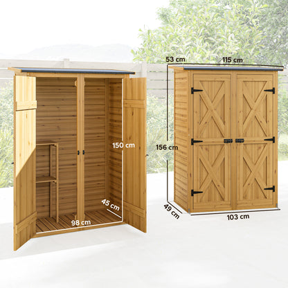 Armario De Jardín Outsunny Madera De Abeto Marrón 115x53x156 Cm_2