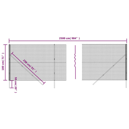 Cerca De Alambre De Acero Galvanizado Verde 1,8x25 M / Vetonek_0