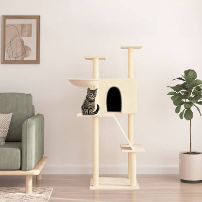 Vidaxl Rascador Para Gatos Con Postes De Sisal Color Crema 143 Cm_1