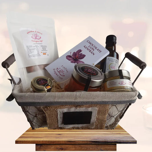 Cestas Gourmet –   (almendras, Chocolate, Aove, Azafrán Y Miel , Escamas De Sal Marina)_0