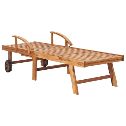 Tumbona Con Cojín Estampado De Hojas Madera Maciza De Teca_3