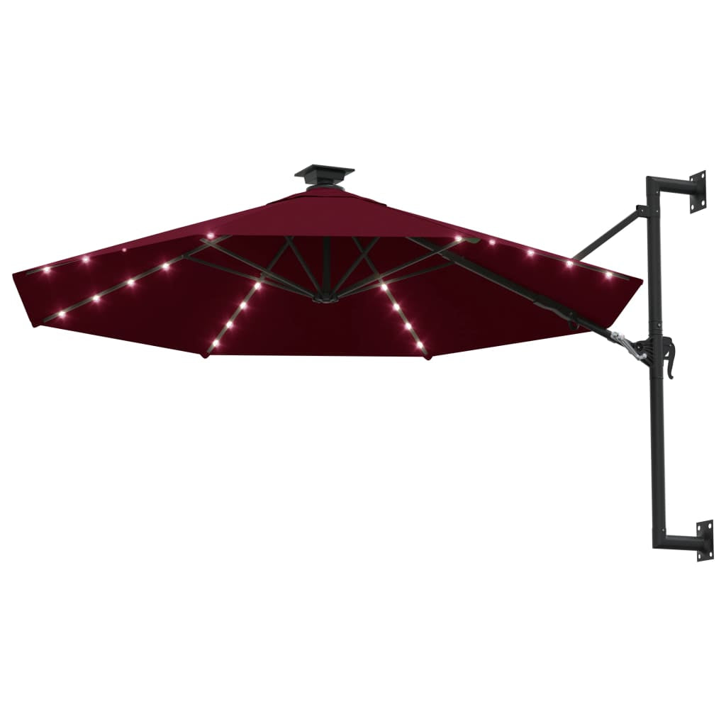 Vidaxl Sombrilla De Jardín De Pared Con Luces Led Burdeos 300 Cm_1