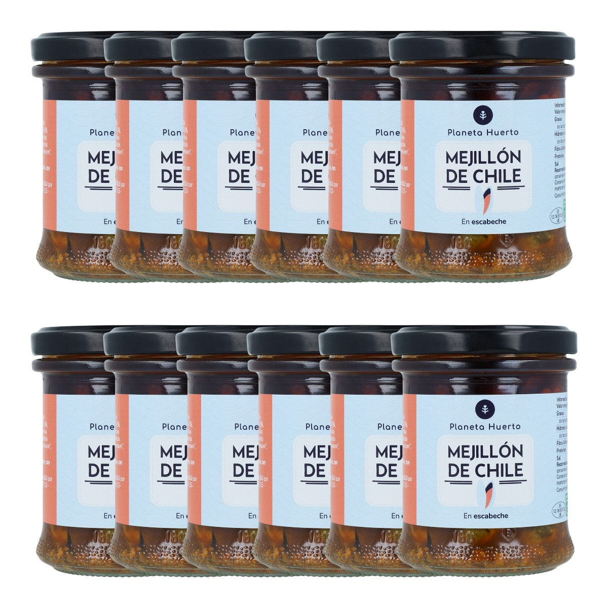 Pack 12x Mejillón de chile en escabeche Planeta Huerto 165 g