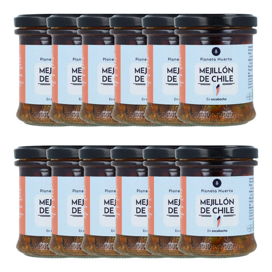Pack 12x Mejillón de chile en escabeche Planeta Huerto 165 g