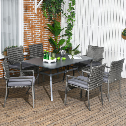 Outsunny Conjunto De Jardín De Ratán Sintético De 7 Piezas Gris_1