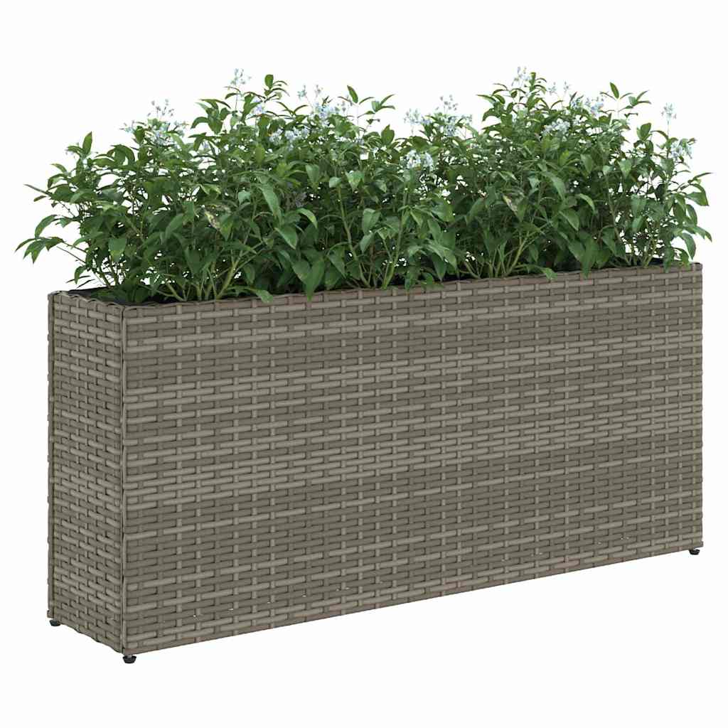Jardineras Con 2 Maceteros 2 Uds Ratán Pe Gris 90x20x40 Cm_3