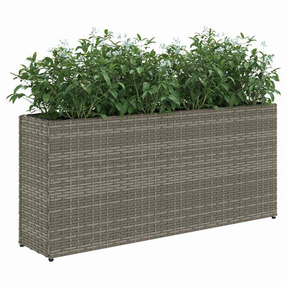 Jardineras Con 2 Maceteros 2 Uds Ratán Pe Gris 90x20x40 Cm_3