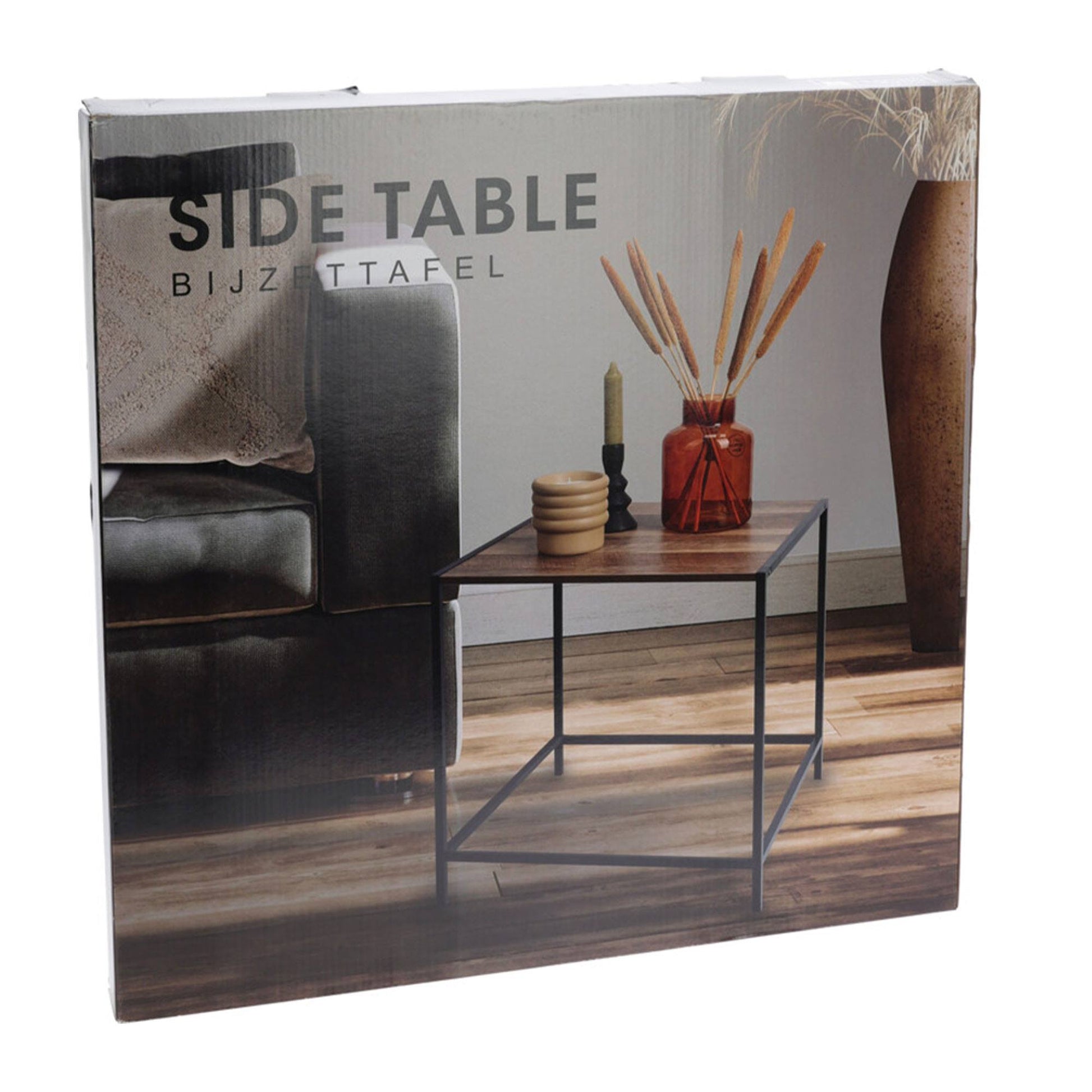 Well Home Mesa Auxiliar De Hierro Y Mdf 49x49,5x49,5cm