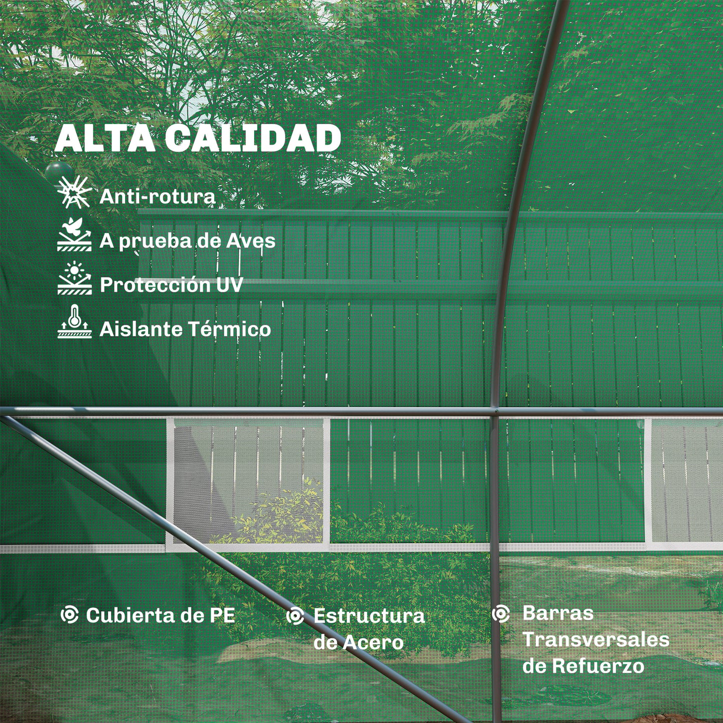 Outsunny Invernadero De Túnel 8x3x2 M Con 12 Ventanas Cubierta Pe Cultivo Verde_3