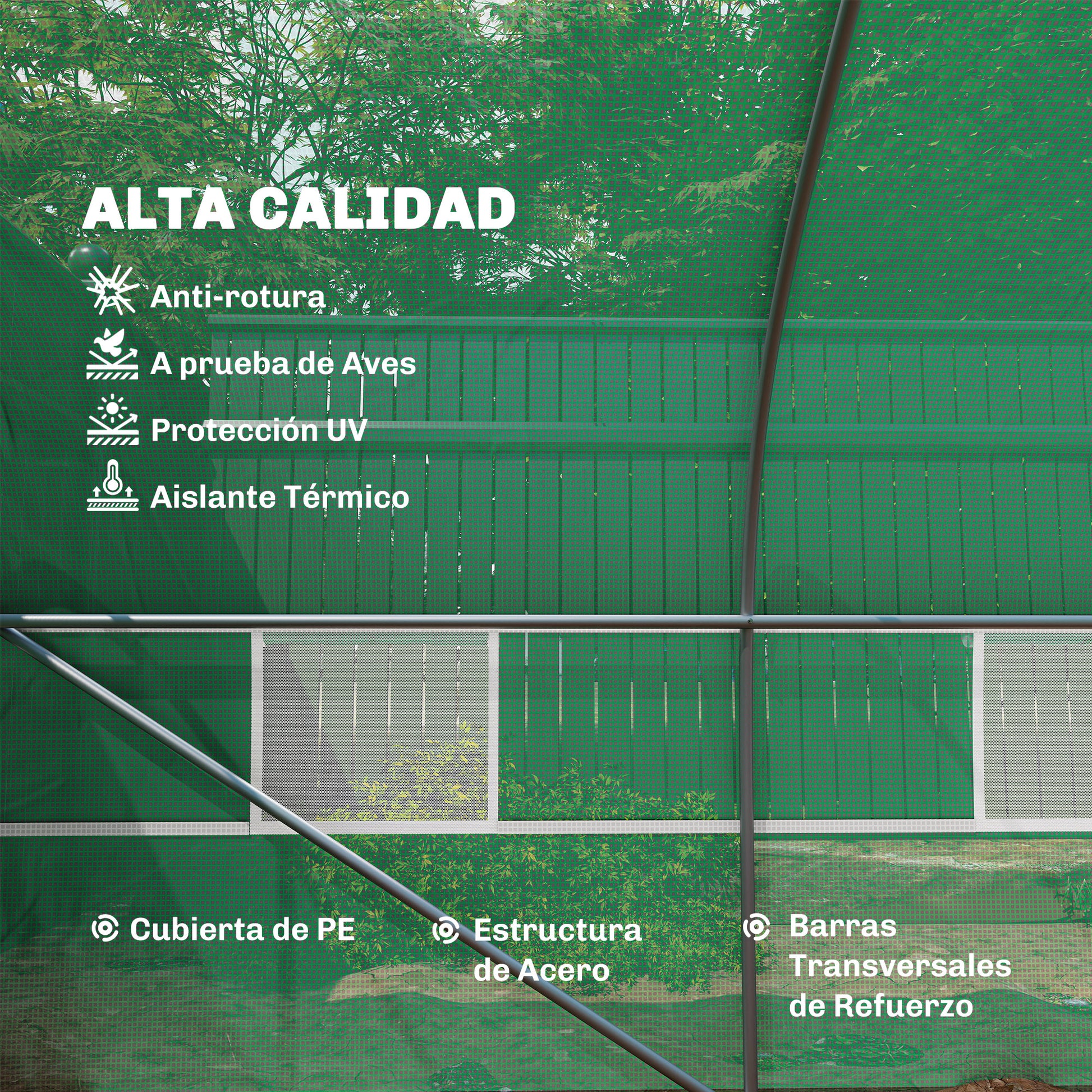 Outsunny Invernadero De Túnel 8x3x2 M Con 12 Ventanas Cubierta Pe Cultivo Verde_3