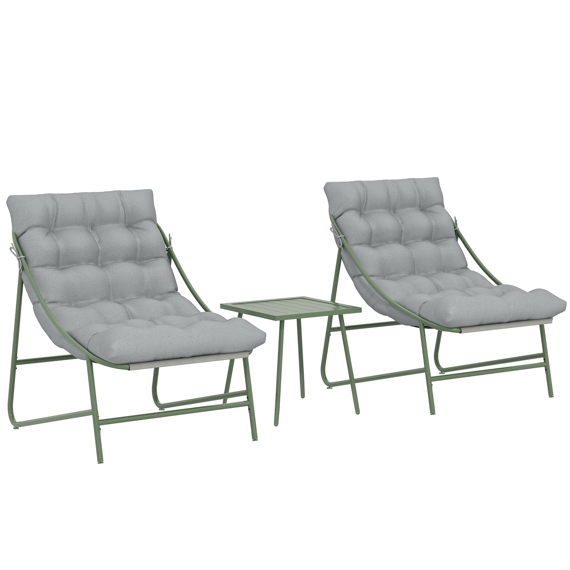 Outsunny Conjunto De Mesa Y Sillas De Terraza Exterior Con Cojines Gris Claro_0