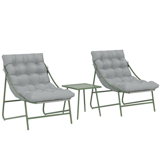 Outsunny Conjunto De Mesa Y Sillas De Terraza Exterior Con Cojines Gris Claro_0