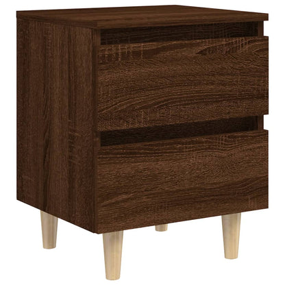 Mesita De Noche Patas De Madera Maciza Roble Ahumado 40x35x50cm_0