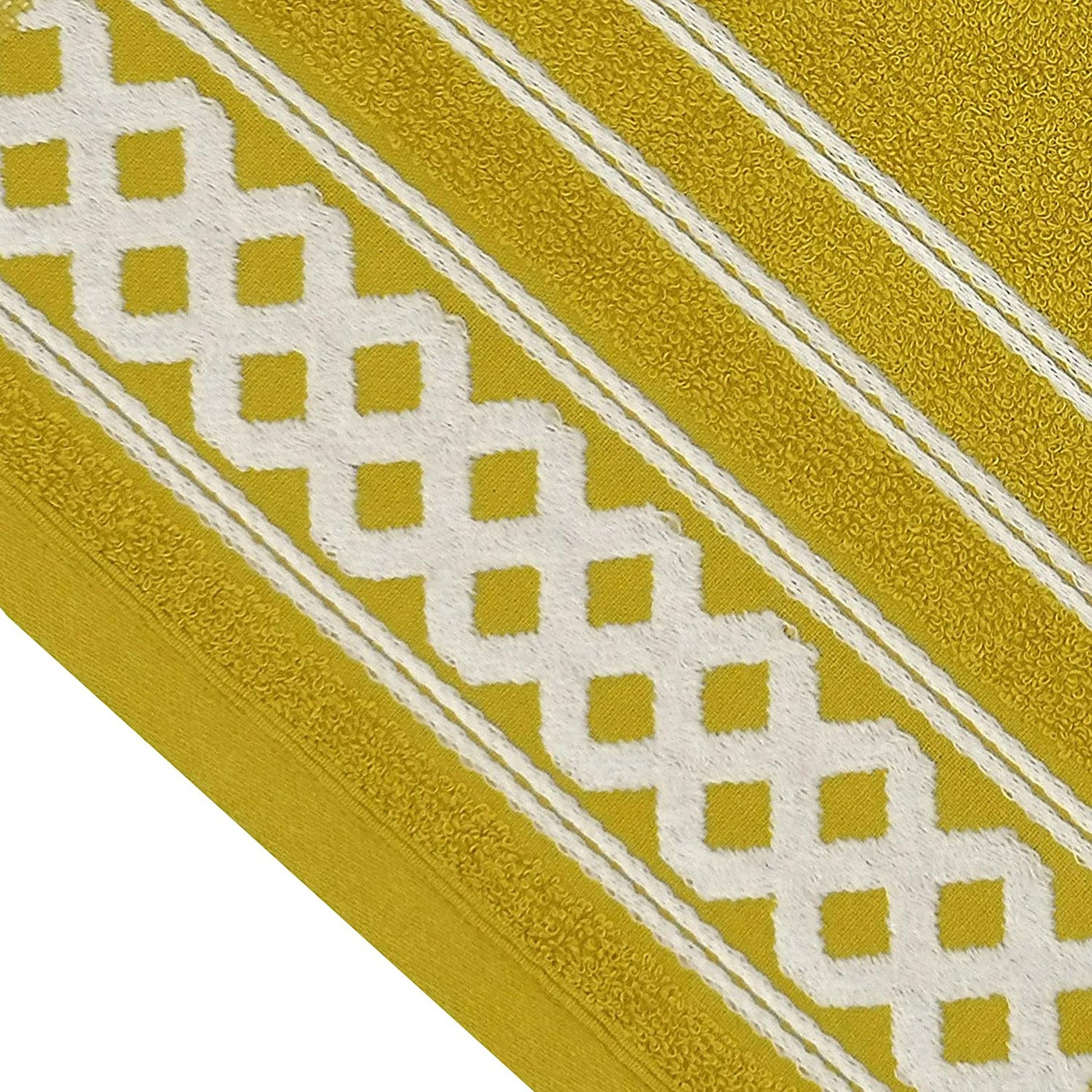 Juego De 3 Toallas De Baño De Algodón De Rizo 450 Gr/m2, De 50x30; 100x50; 150x100 Cm, Color Mostaza De La Colección Diamante_4