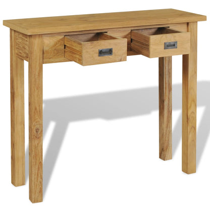 Mesa Consola Madera De Teca Maciza 90x30x80 Cm_1