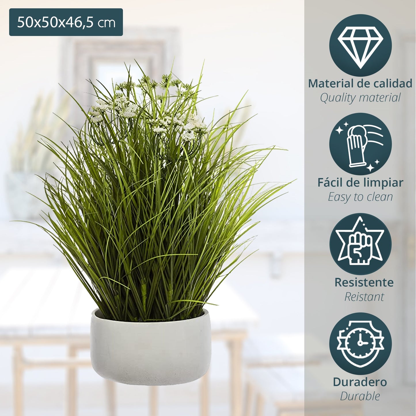 Maceta Decorativa De Hierbas Silvestres L.50 X P.50