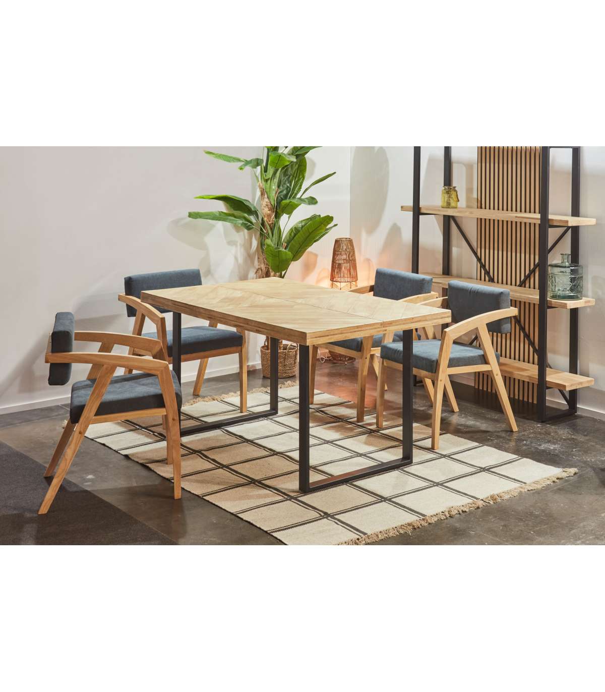Mesa Rectangular Fija Spike Acabado Roble Nordish/negro, 76cm(alto) 150cm(ancho) 90cm(largo)_2
