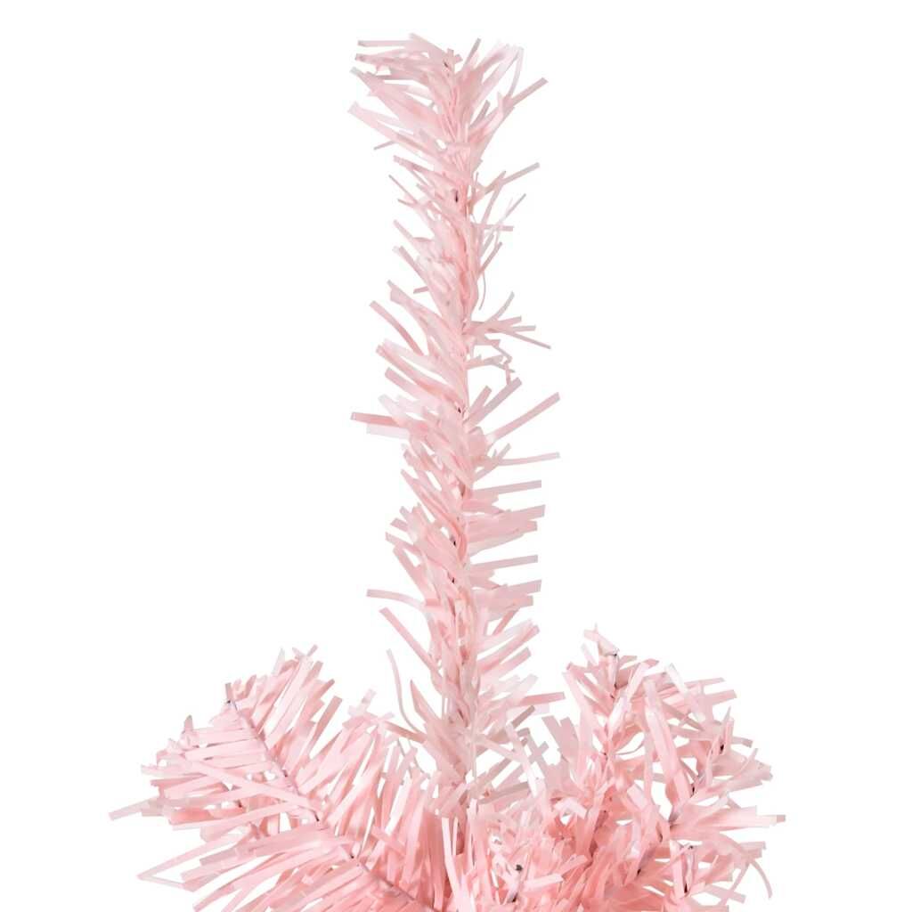 Vidaxl Medio Árbol De Navidad Artificial Con Soporte Rosa 210 Cm_3