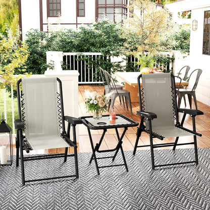 Outsunny Conjunto De Mesa Y Sillas De Terraza Exterior De 3 Piezas Crema_1