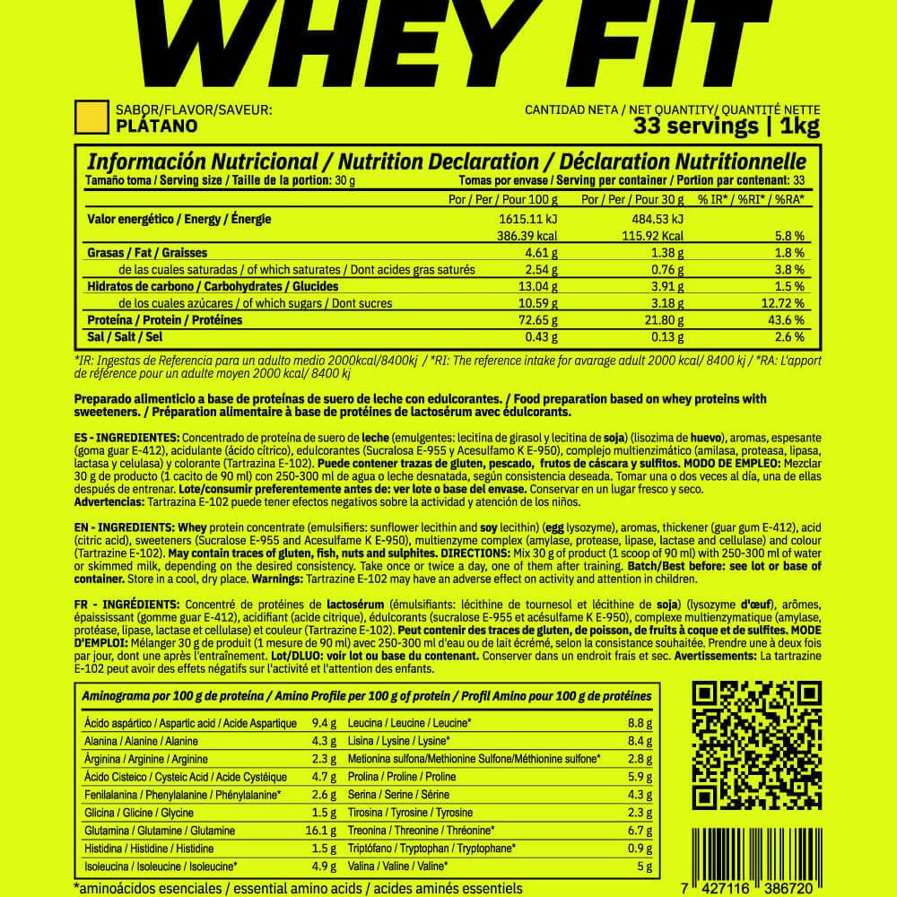 Whey Fit - 1kg - Platano - Aumenta La Masa Muscular - Masmusculo_5
