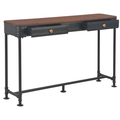 Mesa Consola Con 2 Cajones 120x30x75 Cm Madera Maciza Abeto_0