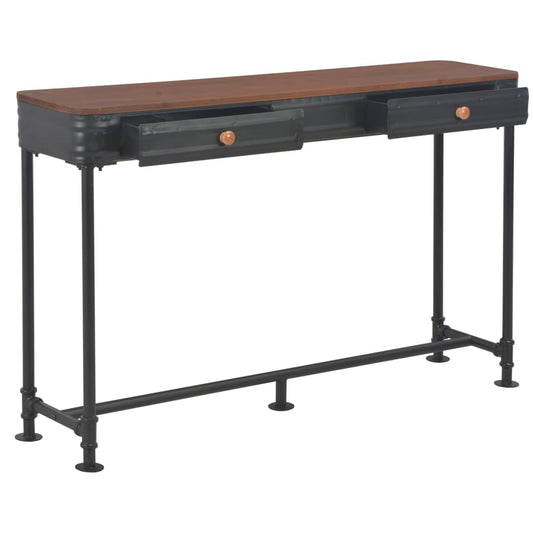 Mesa Consola Con 2 Cajones 120x30x75 Cm Madera Maciza Abeto_0
