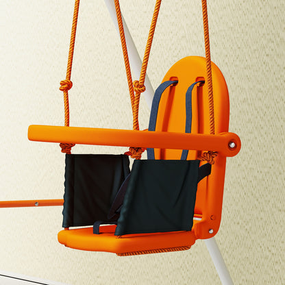 Outsunny Columpio Para Bebés Exterior De Acero Con Cinturón De Seguridad Naranja_3