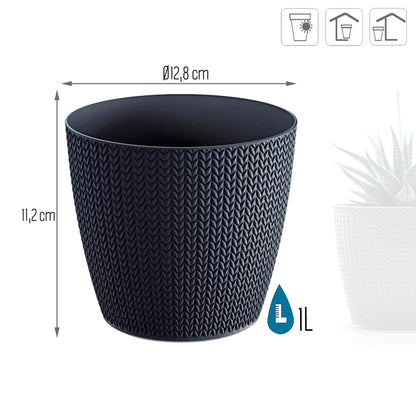 Maceta Wheaty 1l., Dimensiones (mm) 128x128x112, Color Antracita_2