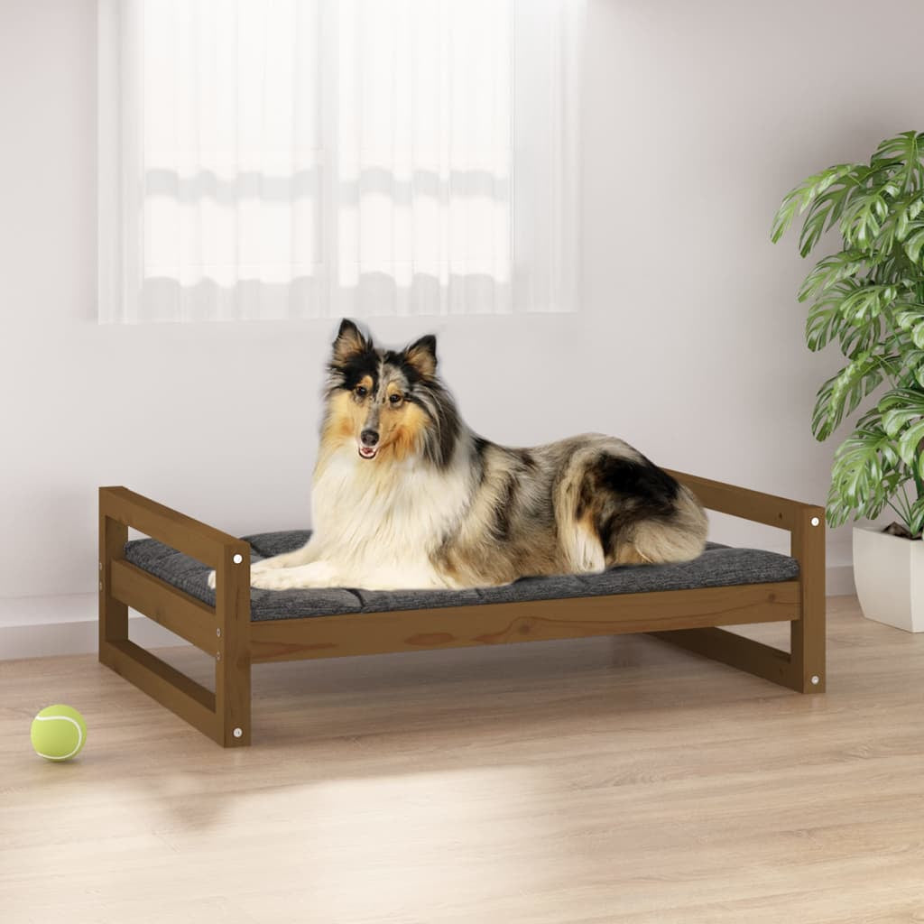 Vidaxl Cama Para Perros Madera Maciza Pino Marrón Miel 95,5x65,5x28 Cm_1