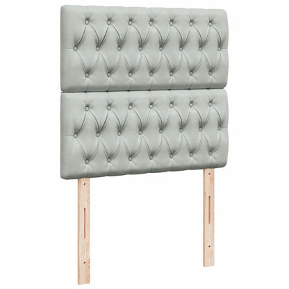 Cama Box Spring Con Colchón Terciopelo Gris Claro 90x190 Cm / Vetonek_5