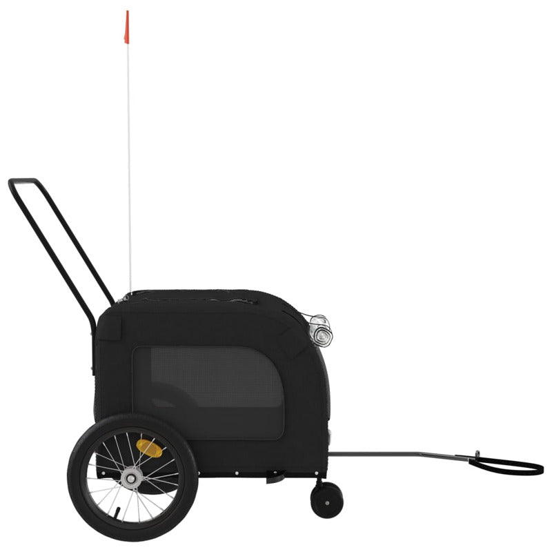 Vidaxl Remolque De Bicicleta Mascotas Hierro Tela Oxford Negro_5