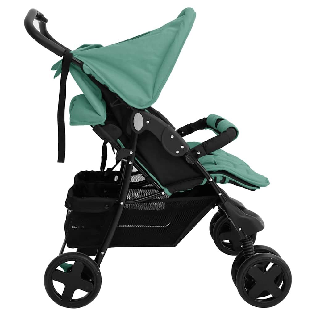 Vidaxl Carrito Para Gemelos De Acero Verde_3